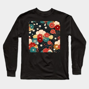 Floral circle kimono pattern Long Sleeve T-Shirt